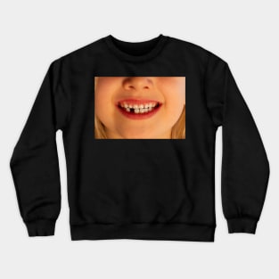 Smile! Super cute and really funny kid smile missing 1 tooth Crewneck Sweatshirt